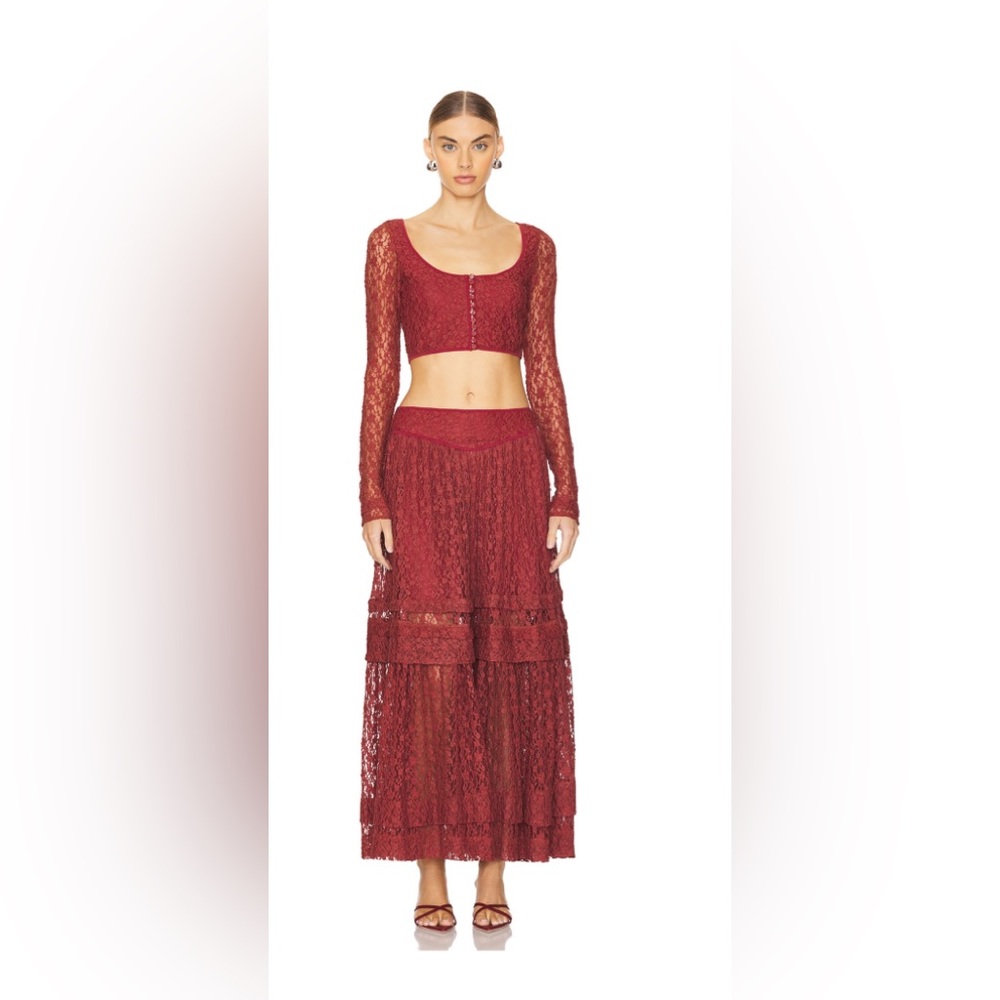 Elegant Red Lace Skirt